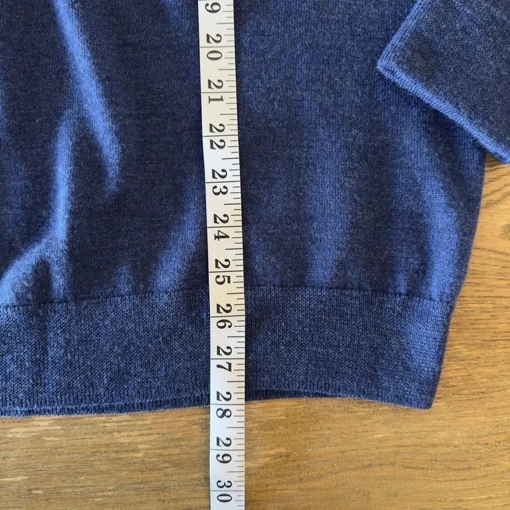 Nordstrom 100% Washable Merino‎ Wool 1/4 Zip Sweater-Blue-Contrast Neck-Size XL